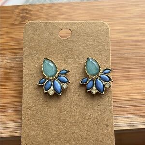 Elegant Blue and Green Teardrop Earrings